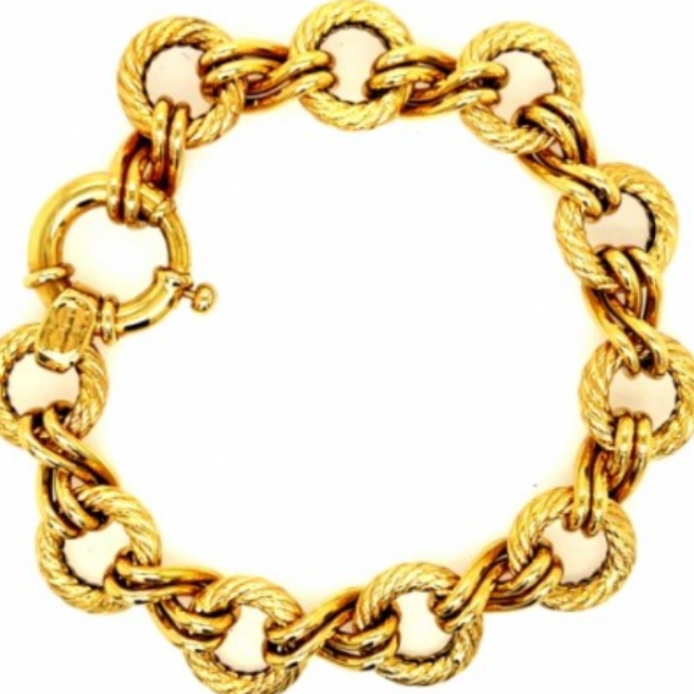 SOLD IN OUR STORE 14K Men's ITALIAN Fancy Solid Gold Double 8 Bracelet - Picture 1 of 3